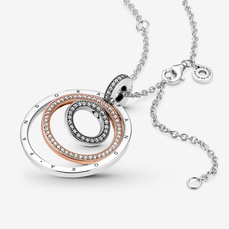 Pandora Circles & Pendant Necklaces Two-tone | 31960-KCPH