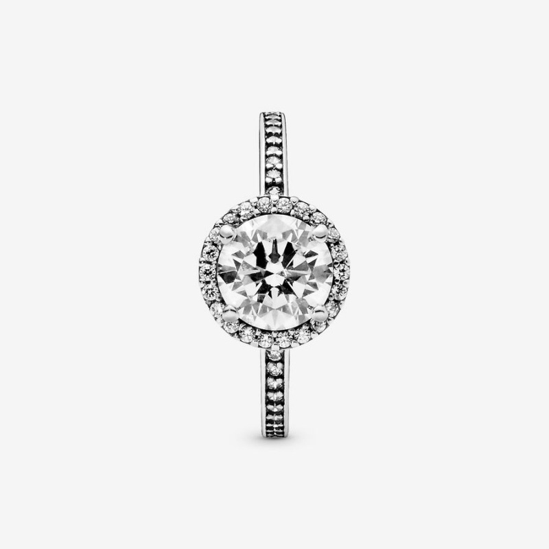 Pandora Classic Elegance with Cubic Zirconia Halo & Solitaire Rings Sterling silver | 21538-QHAF