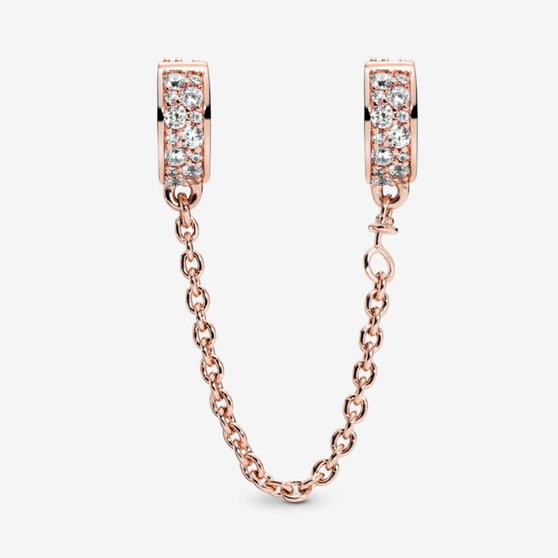 Pandora Clear Pave Clip Safety Chains Gold plated | 06824-IUVD