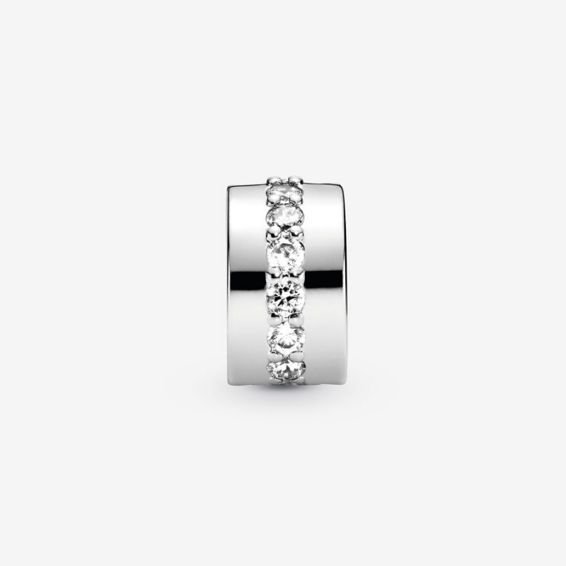 Pandora Clear Sparkling Row Clip Clips Sterling silver | 72065-GSLC