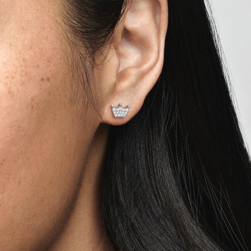 Pandora Crown Stud Earrings Sterling silver | 90716-QMCX