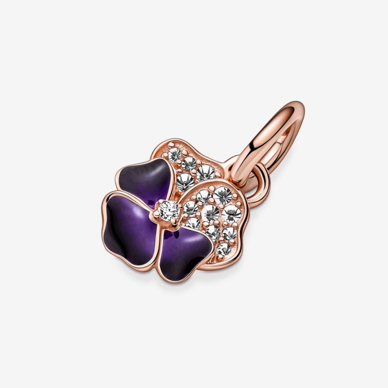 Pandora Deep Purple Pansy Flower Necklace & Earring Sets Multicolor | 75041-ZCIP