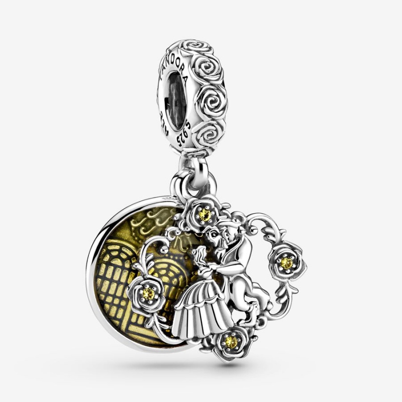 Pandora Disney Beauty the Beast Dancing Dangle Charms Sterling silver | 07289-HEXR