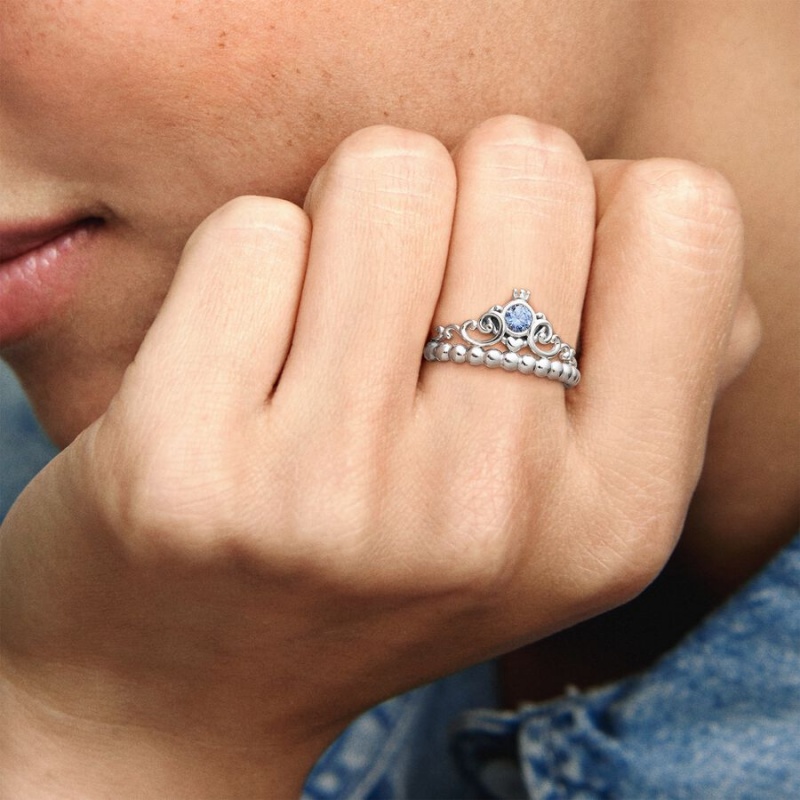 Pandora Disney Cinderella Blue Tiara Heart & Promise Rings Sterling silver | 37865-MSAU