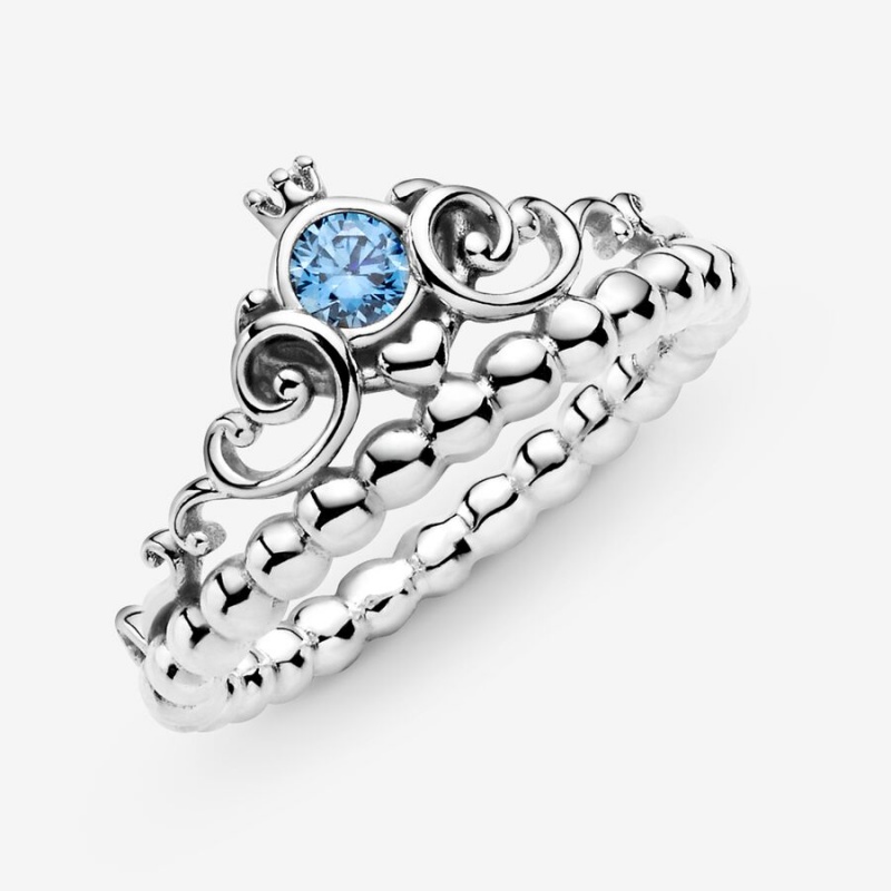 Pandora Disney Cinderella Blue Tiara Heart & Promise Rings Sterling silver | 37865-MSAU