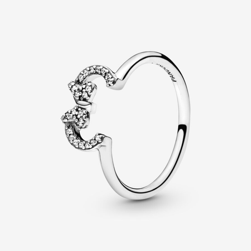 Pandora Disney Minnie Mouse Ears Silhouette Puzzle Stackable Rings Sterling silver | 52671-GOPQ