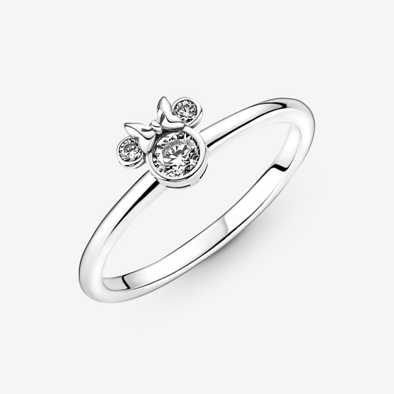 Pandora Disney Minnie Mouse Sparkling Head Statement Rings Sterling silver | 24375-TAEO