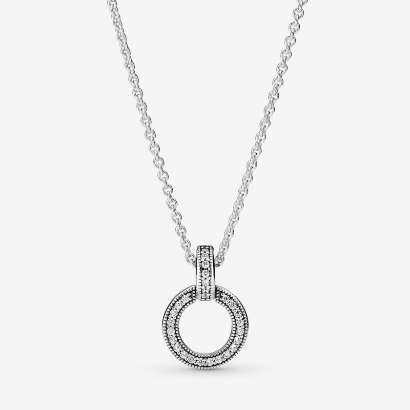 Pandora Double Circle Necklace & Earring Sets Multicolor | 52186-XEKD