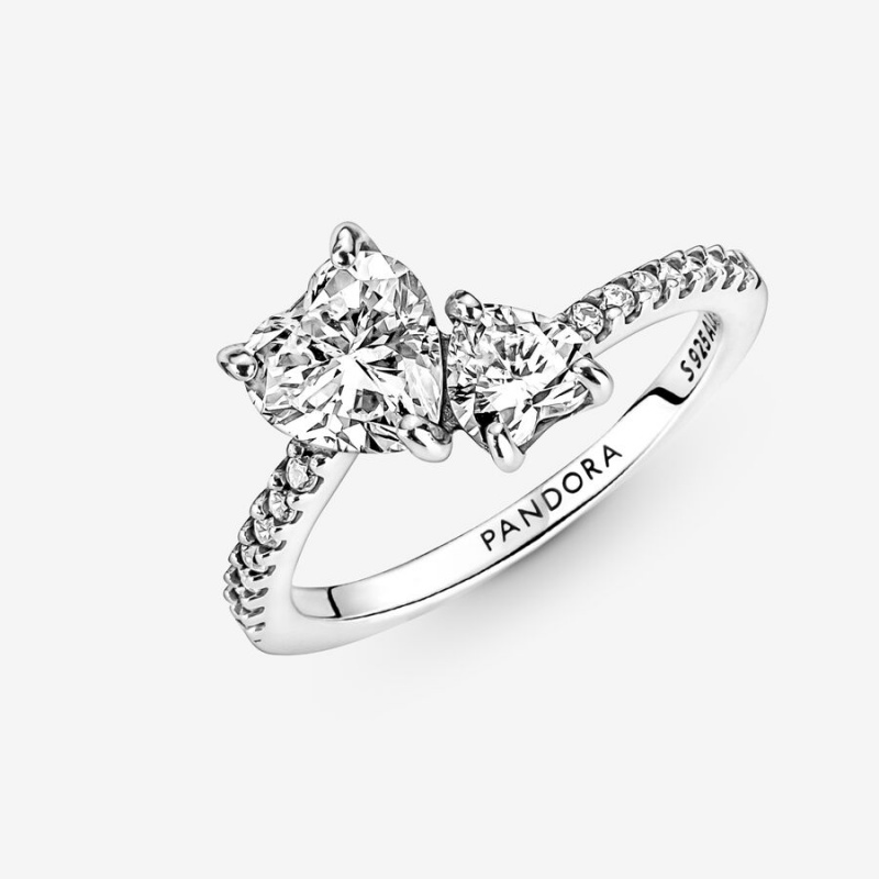 Pandora Double Sparkling Heart & Promise Rings Sterling silver | 81275-FYGC