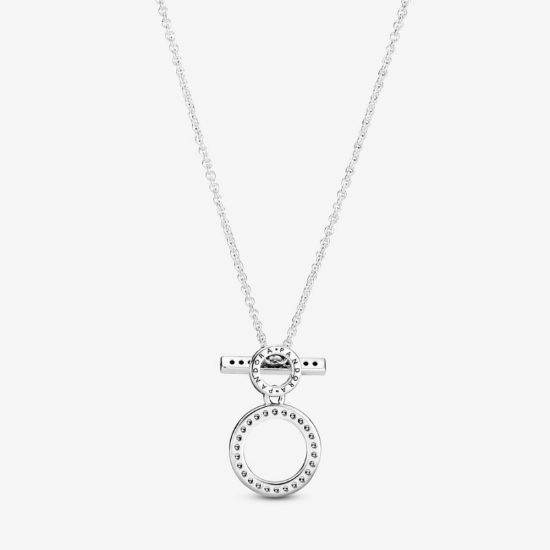 Pandora Double T-bar Pendant Necklaces Sterling silver | 96124-CUQW