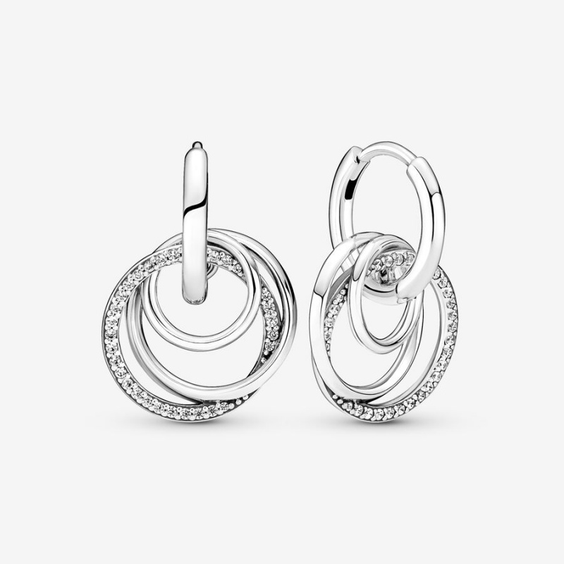 Pandora Family Always Encircled Hoop Earrings Sterling silver | 35186-ZBFI