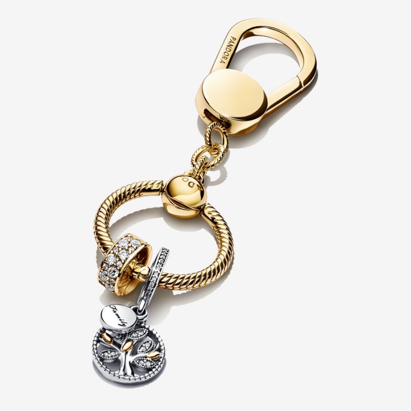 Pandora Family Means Everything Golden Keychain Charm Holders Multicolor | 96285-EQKY