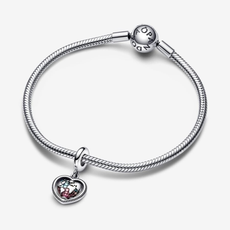 Pandora Family Spinning Globe Dangle Charms Sterling silver | 80452-OVQW