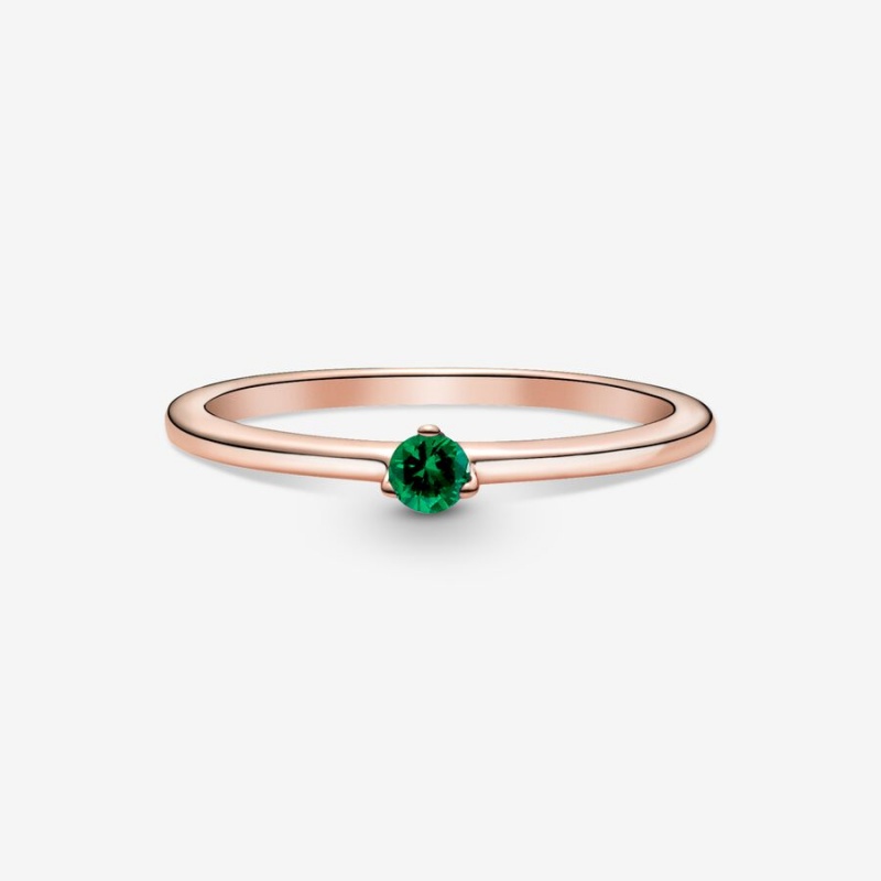 Pandora Green Halo & Solitaire Rings Rose gold plated | 57413-YOEP