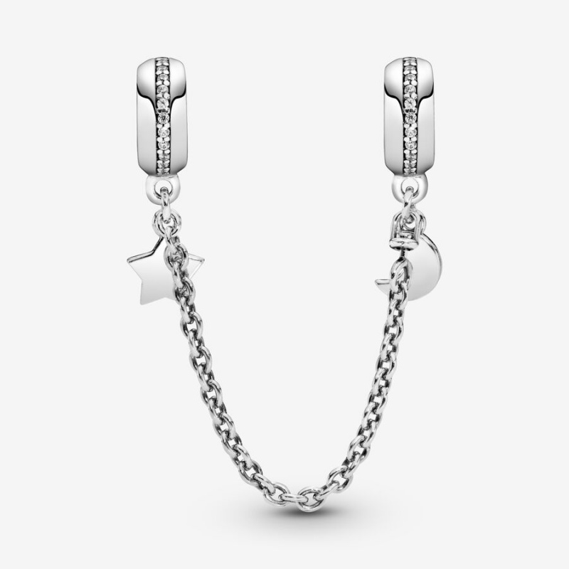 Pandora Half Moon Star Safety Chains Sterling silver | 67452-GTSM