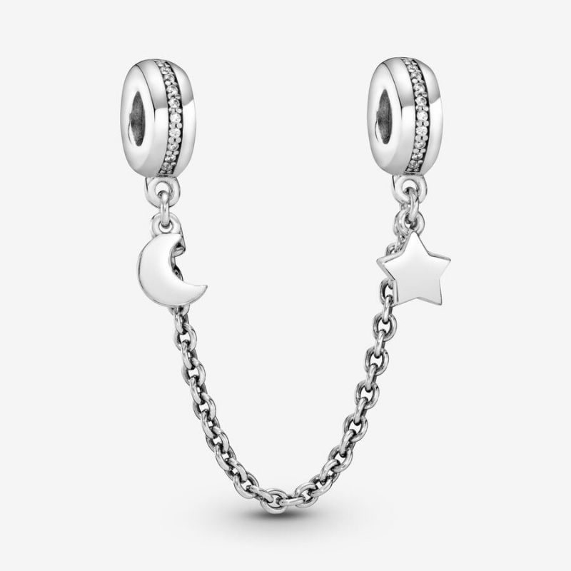 Pandora Half Moon Star Safety Chains Sterling silver | 67452-GTSM