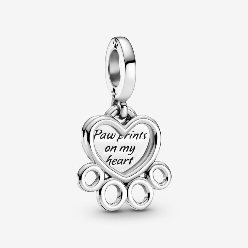 Pandora Hearts & Paw Print Dangle Charms Sterling silver | 87094-UJVL