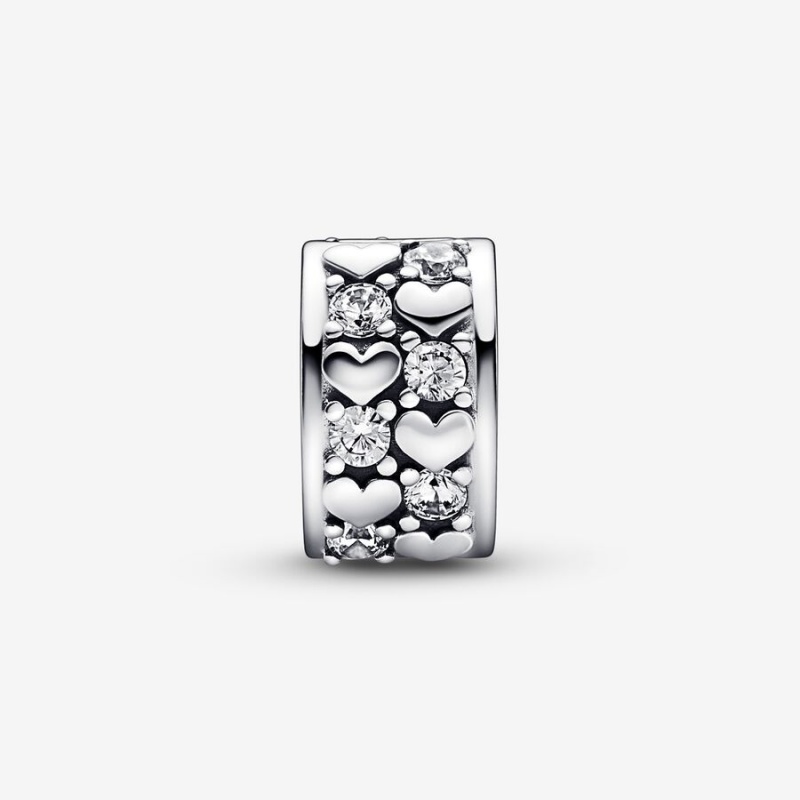 Pandora Infinite Hearts Sparkling Clip Clips Sterling silver | 96875-DTQB