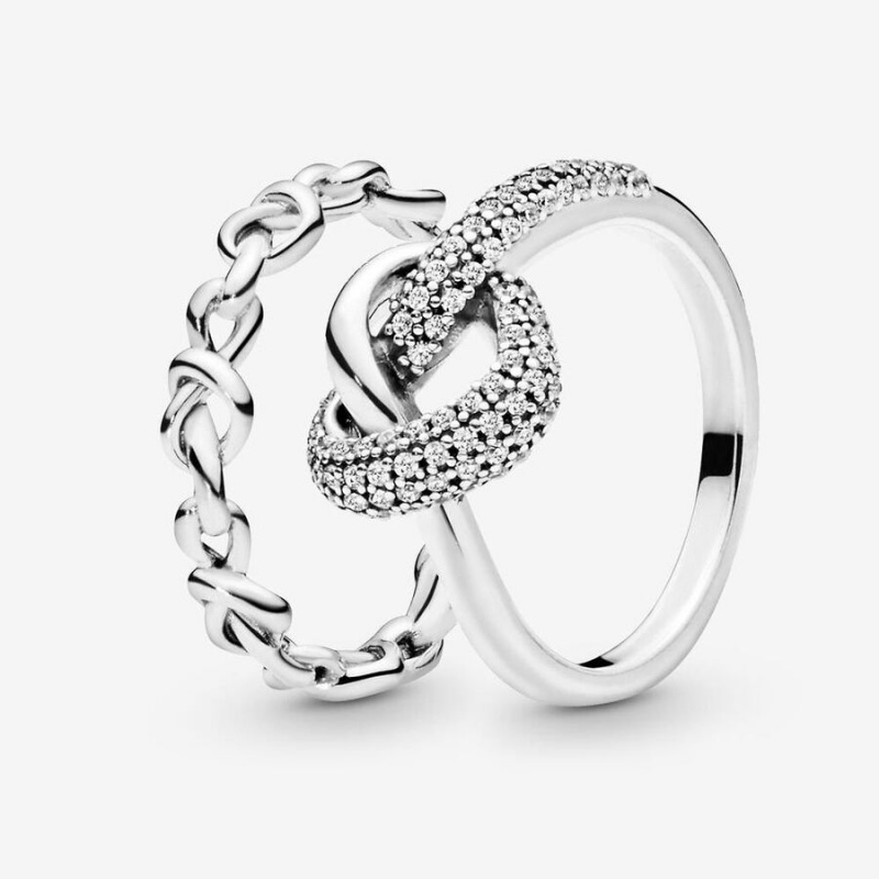 Pandora Knotted Hearts Ring Sets Multicolor | 96532-WMTS