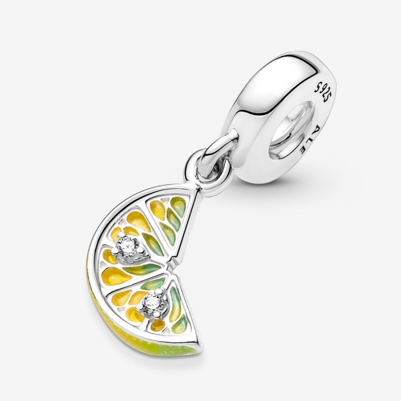 Pandora Lemon Slice Sparkling Fruit Dangle Charms Sterling silver | 32908-JBVU