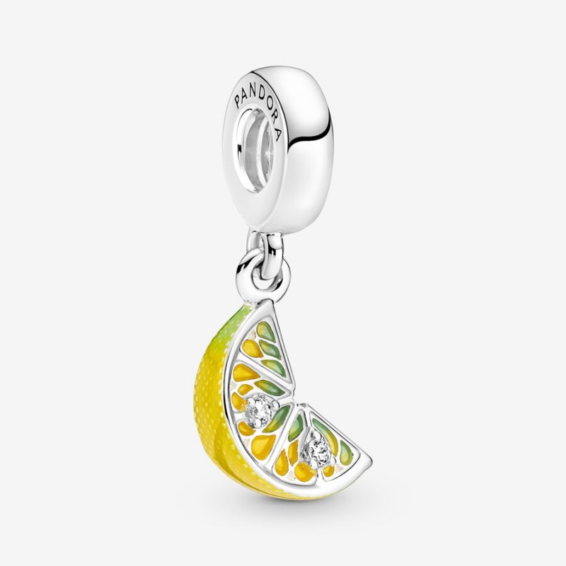 Pandora Lemon Slice Sparkling Fruit Dangle Charms Sterling silver | 32908-JBVU