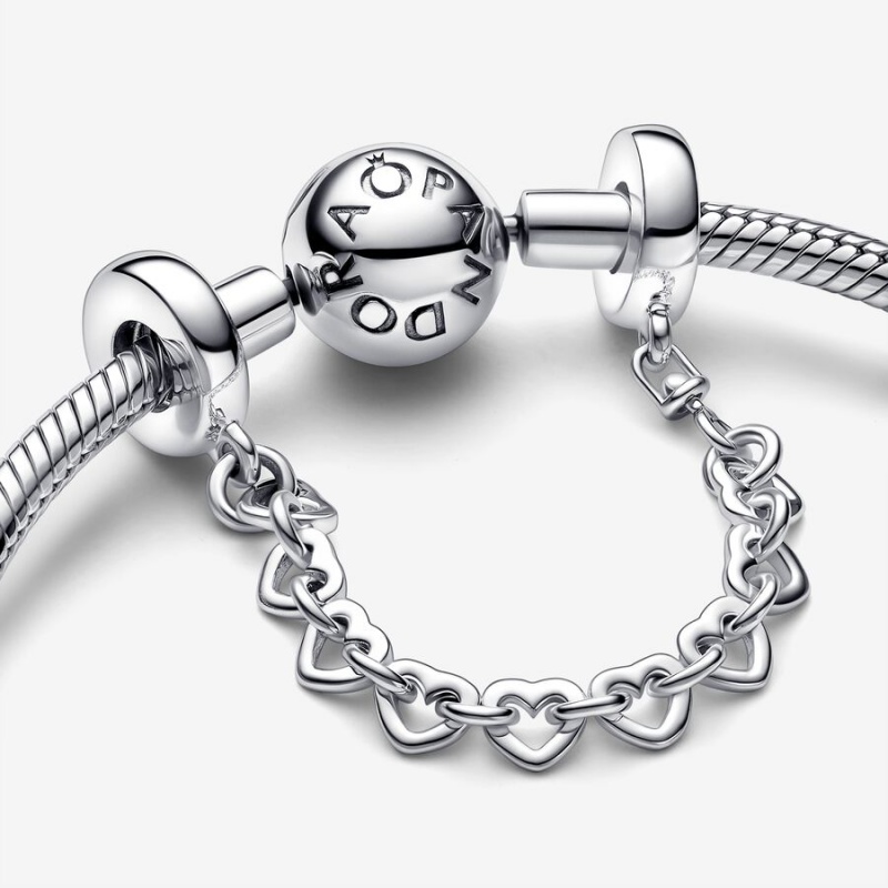 Pandora Linked Hearts Safety Chains Sterling silver | 35841-UCTY