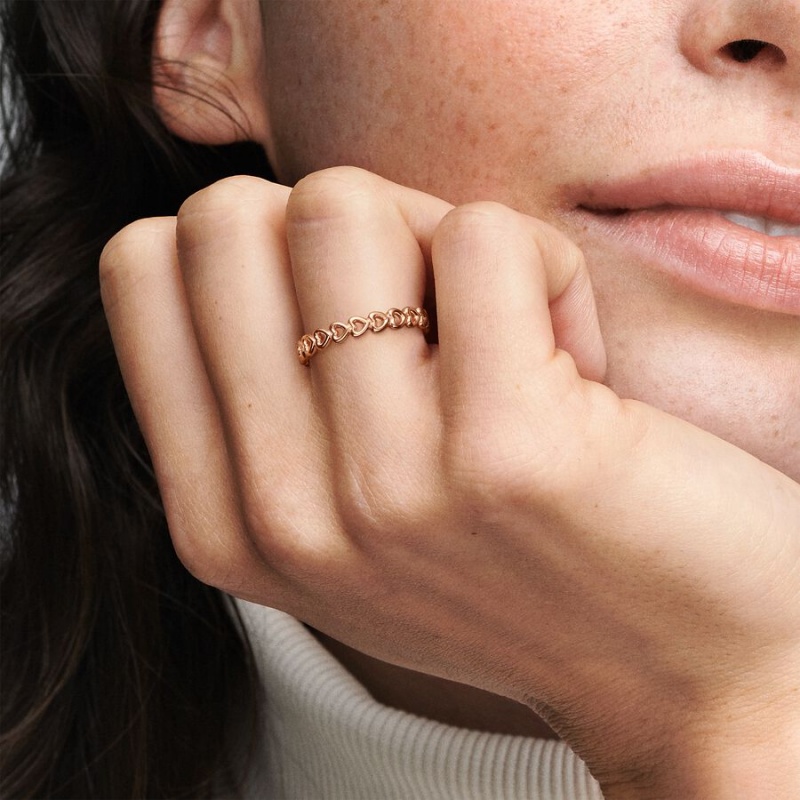 Pandora Linked Love in Band Rings Rose gold plated | 42978-JVQB