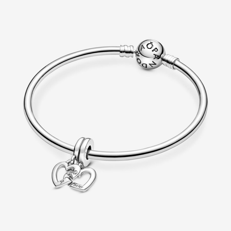 Pandora Linked Sister Hearts Split Charms Sterling silver | 56841-BPUT