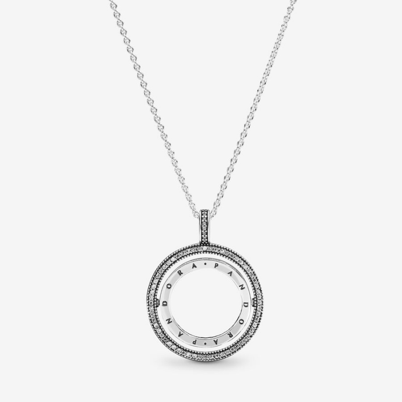 Pandora Logo Circle Chain Necklaces Sterling silver | 94632-ITGS