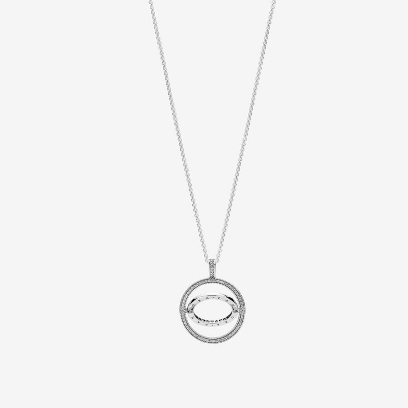 Pandora Logo Circle Necklace & Earring Sets Multicolor | 94130-NLCD