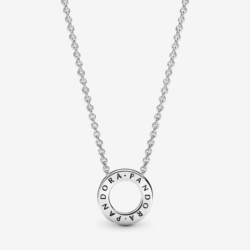 Pandora Logo Pave Circle Collier Pendant Necklaces Rose gold plated | 76209-JTMF