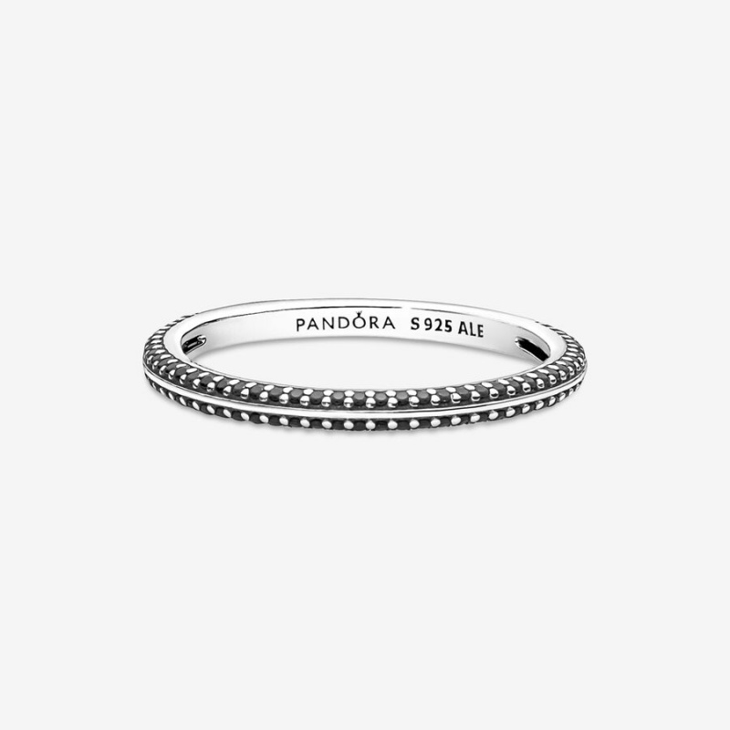 Pandora ME Black Pave Stackable Rings Sterling silver | 49510-KTEJ