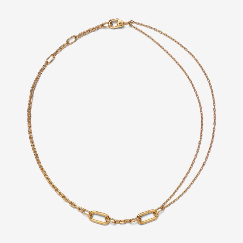 Pandora ME Double Chain Necklaces Gold plated | 04781-DVAX
