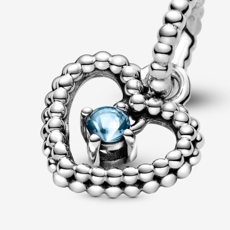 Pandora March Aqua Blue Beaded Birthstone Rings Sterling silver | 23964-BIHW