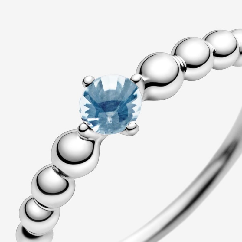 Pandora March Aqua Blue Beaded Dangle Charms Sterling silver | 04738-XJNI