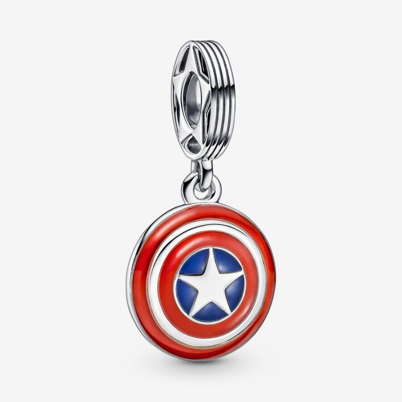 Pandora Marvel Captain America Shield Charm Holders Multicolor | 30185-NAQI