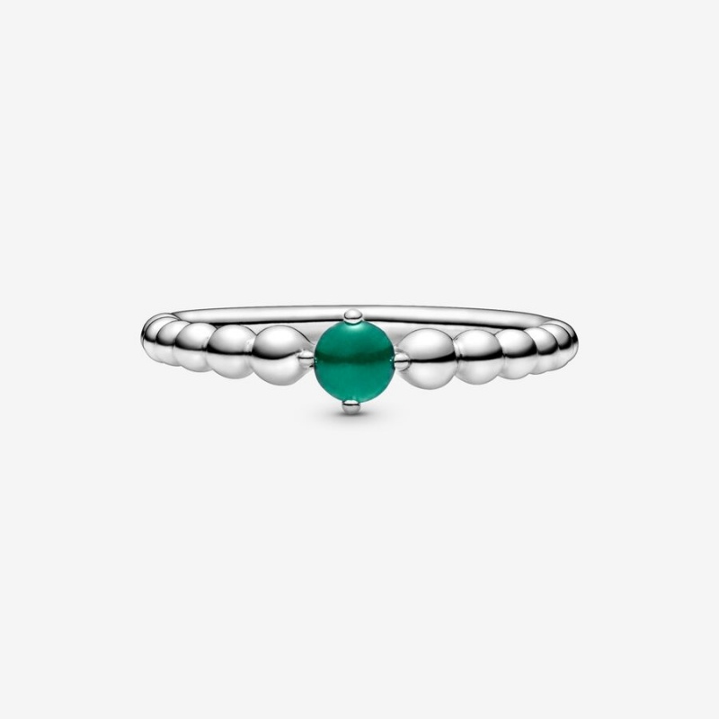 Pandora May Rainforest Green Beaded Birthstone Rings Sterling silver | 75680-DSML