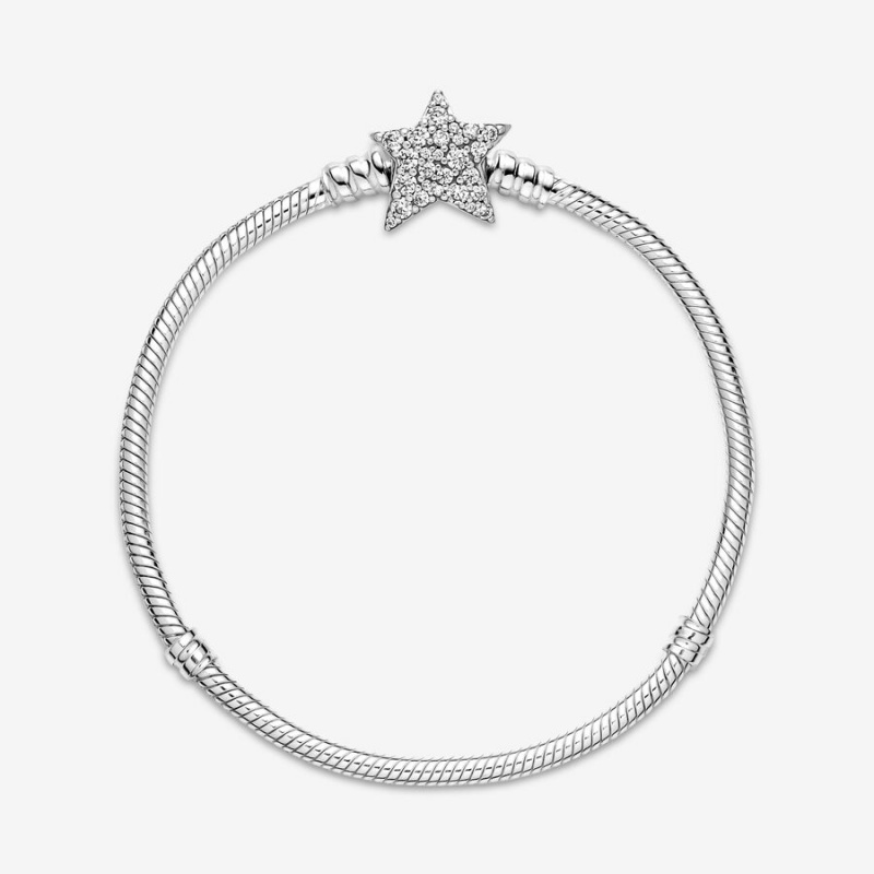 Pandora Moments Asymmetric Star Clasp Snake Charm Bracelets Sterling silver | 87129-VIET