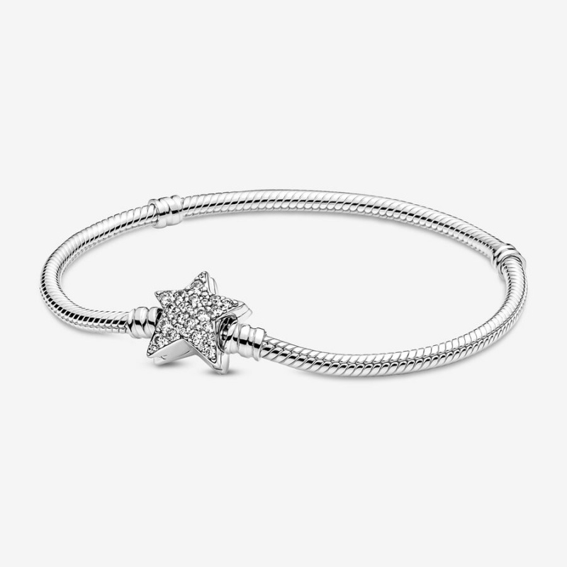 Pandora Moments Asymmetric Star Clasp Snake Charm Bracelets Sterling silver | 87129-VIET