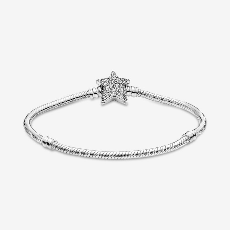Pandora Moments Asymmetric Star Clasp Snake Charm Holders Sterling silver | 72308-XGNV