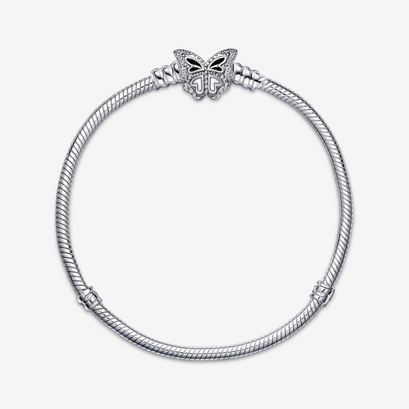 Pandora Moments Butterfly Clasp Snake Charm Bracelets Sterling silver | 72984-XLEZ