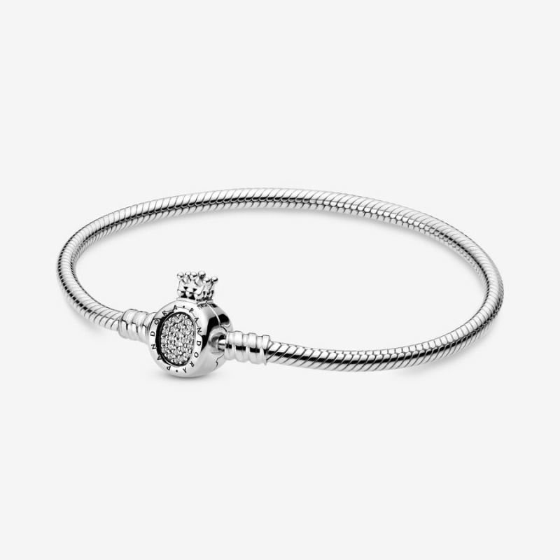 Pandora Moments Crown O Clasp Snake Charm Bracelets Sterling silver | 52047-COJY