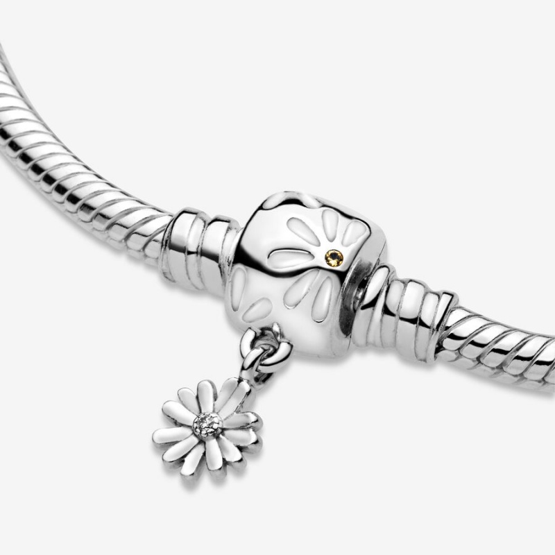 Pandora Moments Daisy Flower Clasp Snake Charm Bracelets Sterling silver | 42179-SOKA