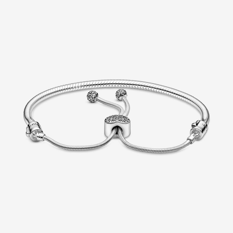 Pandora Moments Pave Clasp Snake Slider Charm Holders Sterling silver | 19073-VAQB