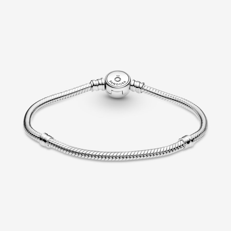 Pandora Moments Sparkling Blue Disc Clasp Snake Charm Holders Sterling silver | 63457-AIGK