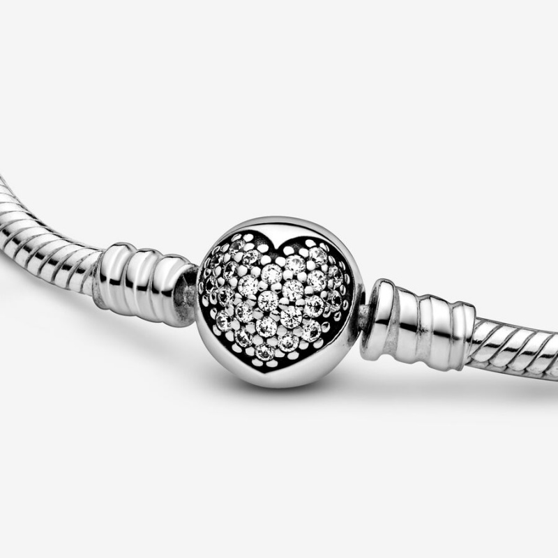 Pandora Moments Sparkling Clasp Snake Charm Holders Sterling silver | 31074-TCYM