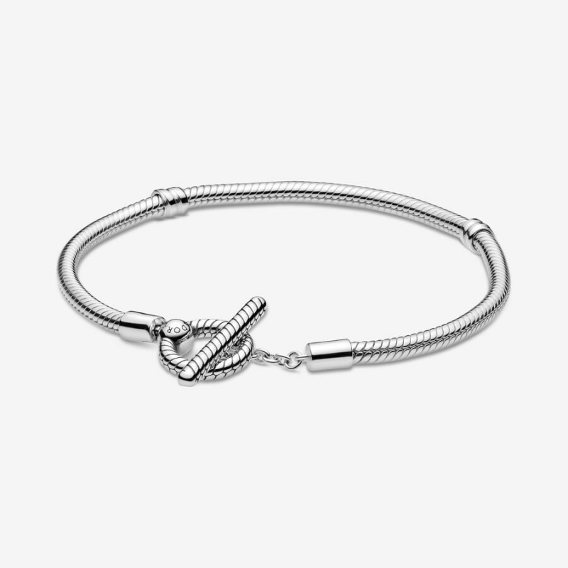Pandora Moments T-Bar Snake Charm Bracelets Sterling silver | 42309-QGOB