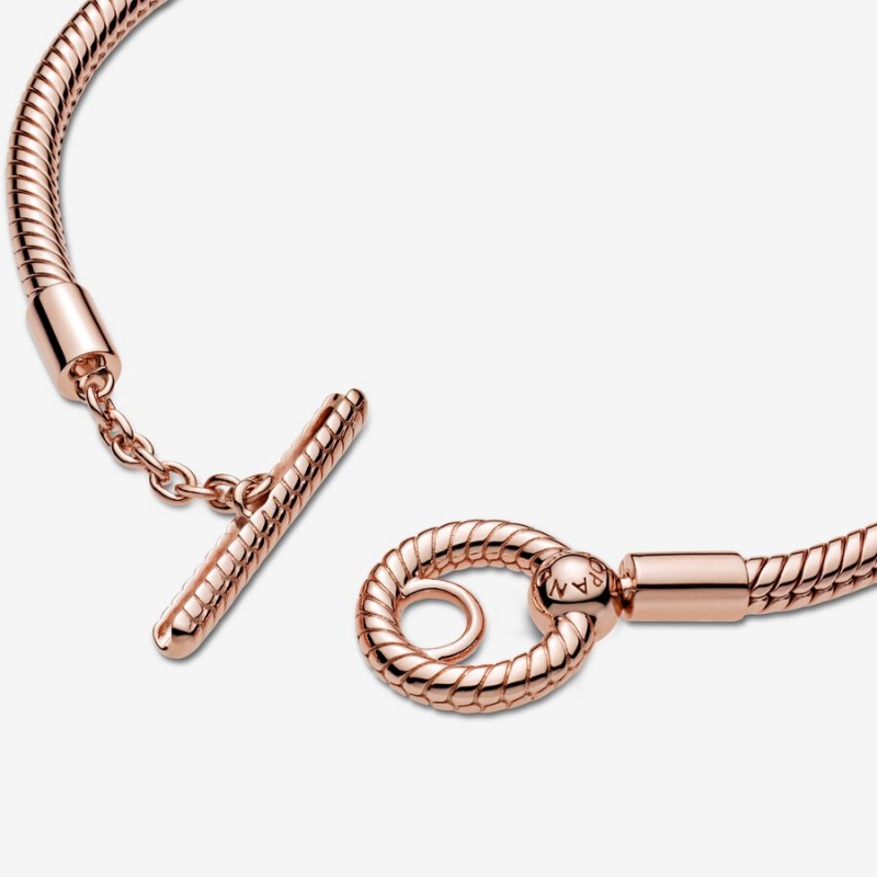Pandora Moments T-Bar Snake Charm Holders Rose gold plated | 43052-CGMD
