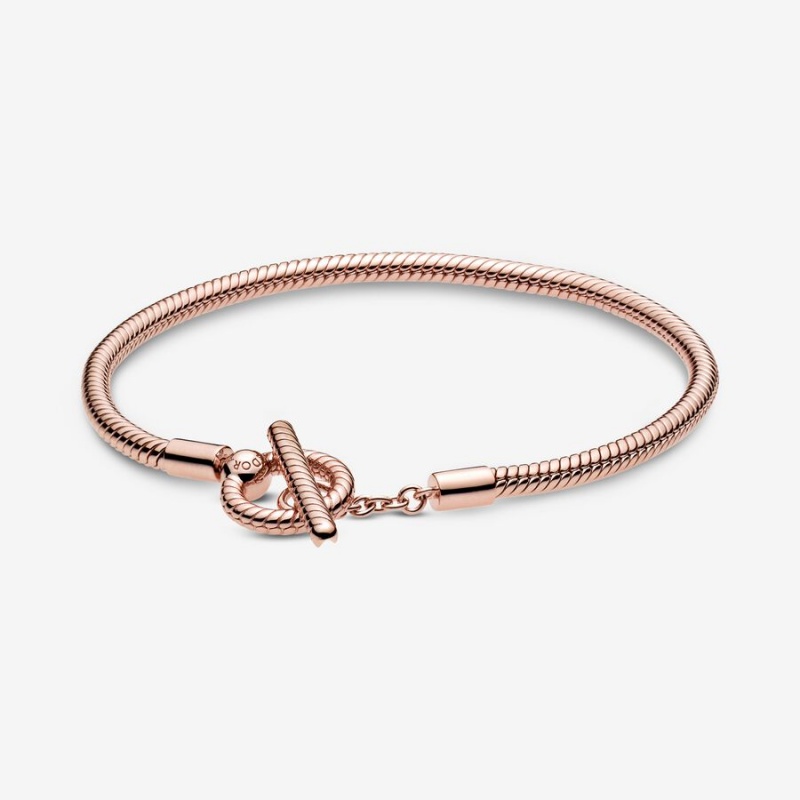 Pandora Moments T-Bar Snake Charm Holders Rose gold plated | 43052-CGMD