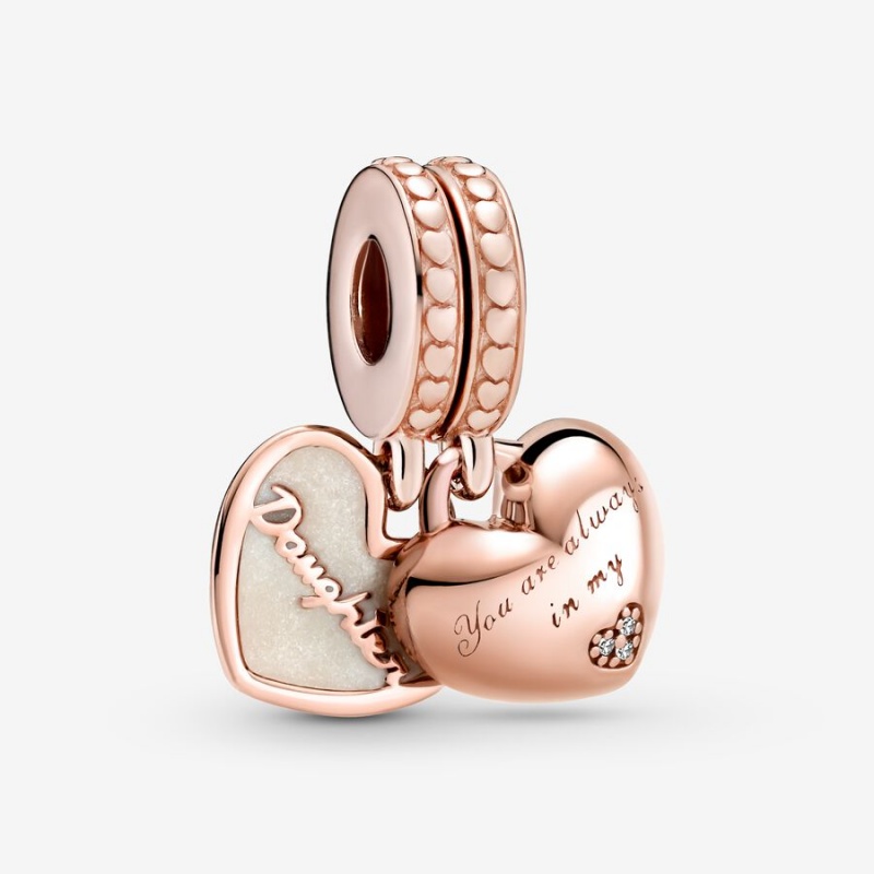 Pandora Mother & Daughter Hearts Dangle Charms Rose gold plated | 18639-QHIU